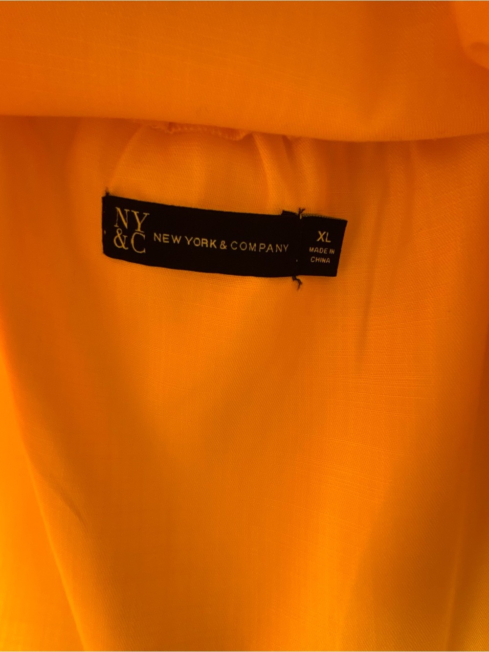 New York & Company Blouse XL Yellow Puff Sleeve Lyocell Cottagecore Tie Back Top - Picture 9 of 11